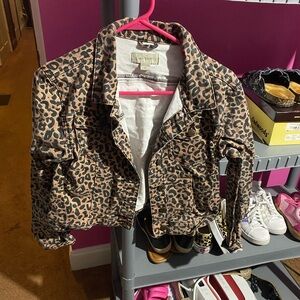 Charlie Paige Kids Leopard Jean Jacket